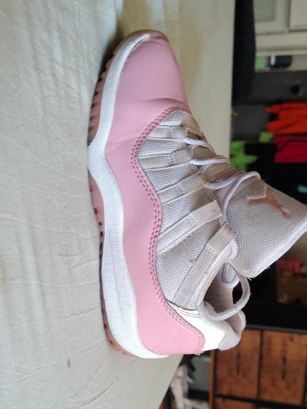 Jordan Kids' Pink and White High-Top Sneakers - Picture 8 of 11